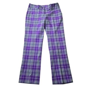 Nike Golf Women Sz 8 Purple‎ Gray Plaid Tour Performance Dri-Fit Polyester Pants
